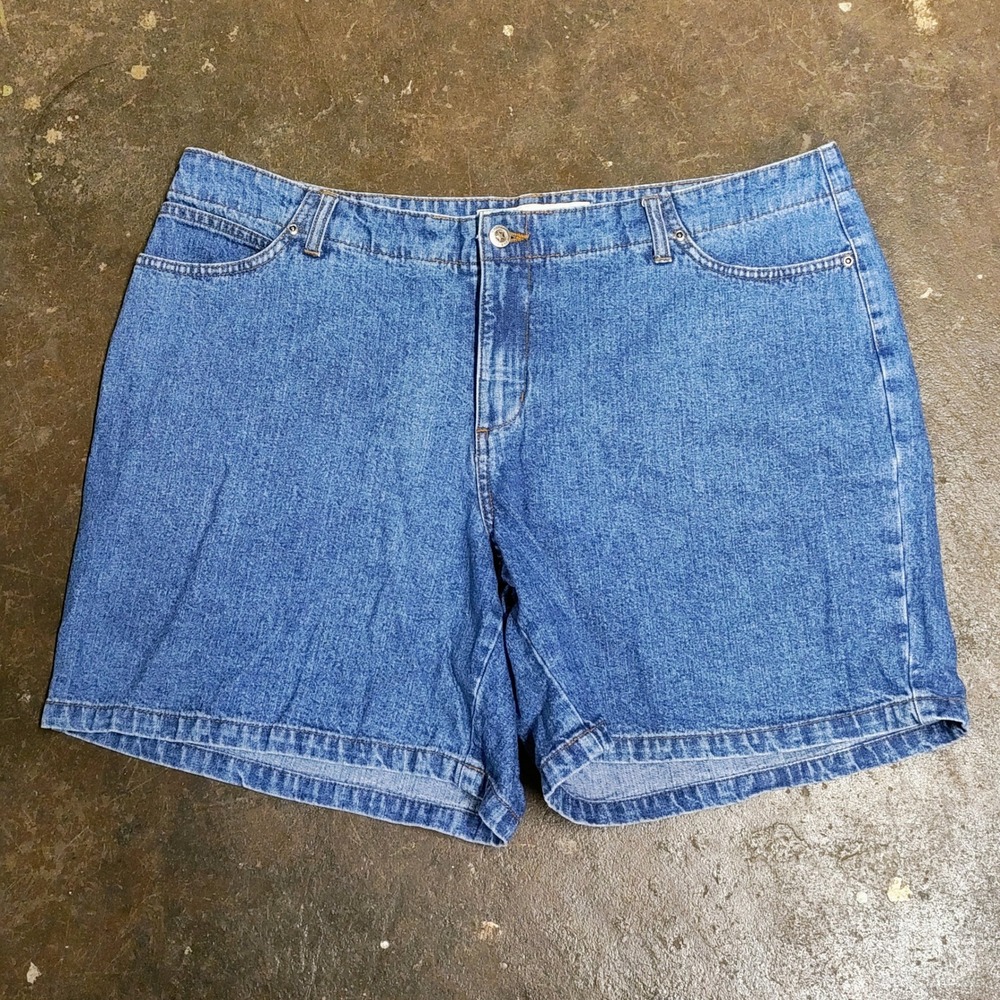 Vintage 90s Faded Glory Denim Shorts Women 18W High Rise Mom Blue Jean Rigid Y2K